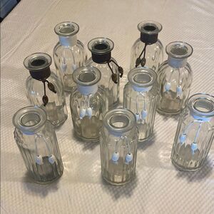 Pier 1 Clear Glass Vases with Brown and White Tassel Accents. Aromatherapy Vases